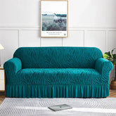 Zebra Velvet Turkish Sofa Cover With Frill - Zinc